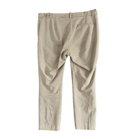 THEORY Treeca Pants Check Viscose Slim Cropped Mid Rise Yellow Plaid Size 6 - Picture 3 of 12